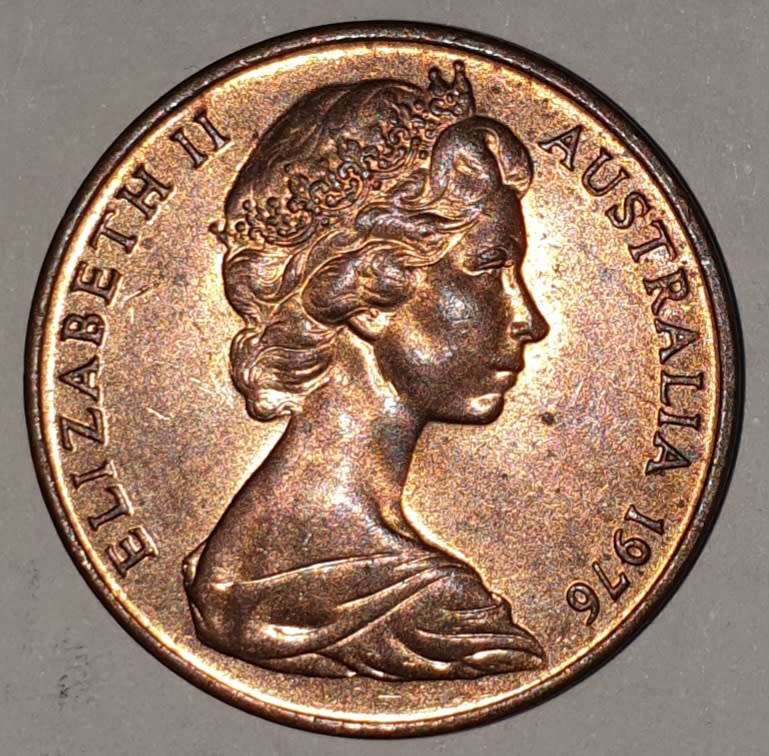 1976 - TWO CENT - 2 CENT - AUSTRALIA - BRONZE - KM#63 - FRILL-NECKED LIZARD